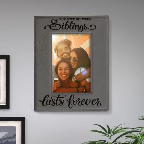 KATE POSH - SIBLINGS Engraved Leather Picture Frame - Gifts for Best Friends, Christmas Gifts, Brother & Sister, Birthday Gifts (5x7-Vertical) in Saudi Arabia