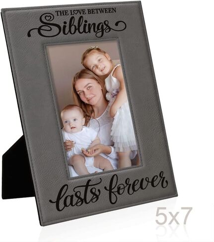 KATE POSH - SIBLINGS Engraved Leather Picture Frame - Gifts for Best Friends, Christmas Gifts, Brother & Sister, Birthday Gifts (5x7-Vertical) in Saudi Arabia