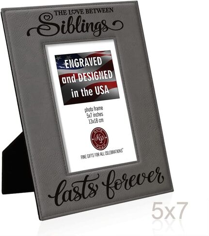 KATE POSH - SIBLINGS Engraved Leather Picture Frame - Gifts for Best Friends, Christmas Gifts, Brother & Sister, Birthday Gifts (5x7-Vertical) in Saudi Arabia