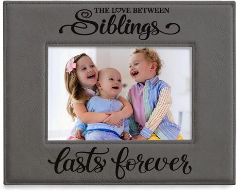 KATE POSH - SIBLINGS Engraved Leather Picture Frame - Gifts for Best Friends, Christmas Gifts, Brother & Sister, Birthday Gifts (5x7-Vertical) in Saudi Arabia