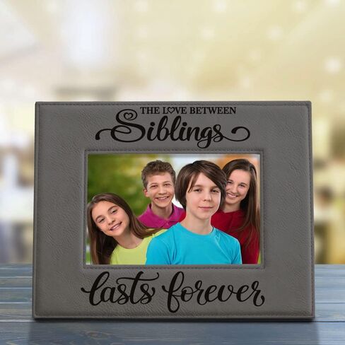 KATE POSH - SIBLINGS Engraved Leather Picture Frame - Gifts for Best Friends, Christmas Gifts, Brother & Sister, Birthday Gifts (5x7-Vertical) in Saudi Arabia