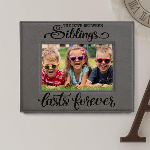 KATE POSH - SIBLINGS Engraved Leather Picture Frame - Gifts for Best Friends, Christmas Gifts, Brother & Sister, Birthday Gifts (5x7-Vertical) in Saudi Arabia