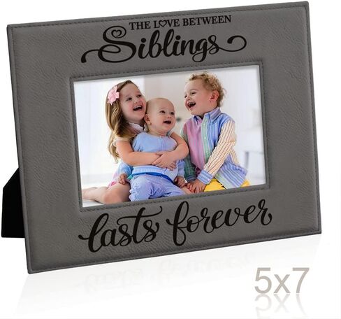 KATE POSH - SIBLINGS Engraved Leather Picture Frame - Gifts for Best Friends, Christmas Gifts, Brother & Sister, Birthday Gifts (5x7-Vertical) in Saudi Arabia