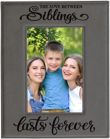 KATE POSH - SIBLINGS Engraved Leather Picture Frame - Gifts for Best Friends, Christmas Gifts, Brother & Sister, Birthday Gifts (5x7-Vertical) in Saudi Arabia