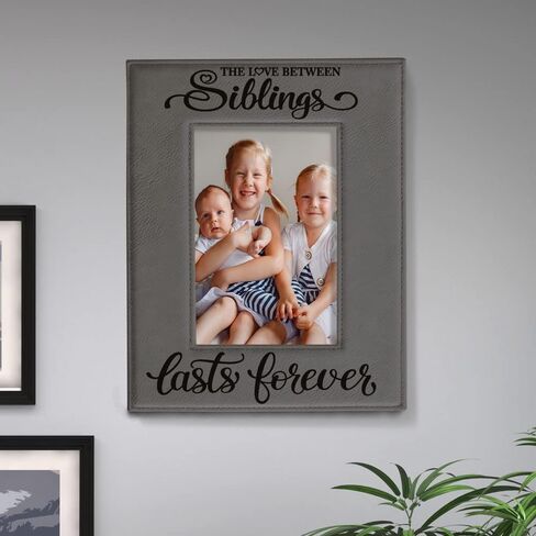 KATE POSH - SIBLINGS Engraved Leather Picture Frame - Gifts for Best Friends, Christmas Gifts, Brother & Sister, Birthday Gifts (5x7-Vertical) in Saudi Arabia