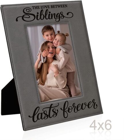 KATE POSH - SIBLINGS Engraved Leather Picture Frame - Gifts for Best Friends, Christmas Gifts, Brother & Sister, Birthday Gifts (5x7-Vertical) in Saudi Arabia