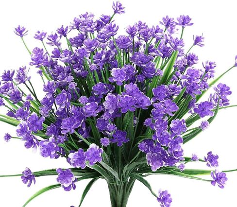 Artificial Flowers for Outdoors Fake Plants Uv Resistant, Faux Plastic Daffodils Flower for Spring Planters Outdoor Front Porch Backyard Garden Porch Patio Decoration (Purple, 7 Bundles) in Saudi Arabia