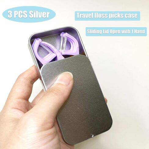 حقيبة مسواك، حقيبة خيط تنظيف الأسنان للسفر، صندوق خيط تنظيف الأسنان للبالغين، حقيبة خيط تنظيف الأسنان قابلة لإعادة الملء، حاوية حامل خيط تنظيف الأسنان، مريحة للسفر المحمولة (3 قطع فضية 3.14 بوصة × 1.96 بوصة × 0.59 بوصة) in Kuwait