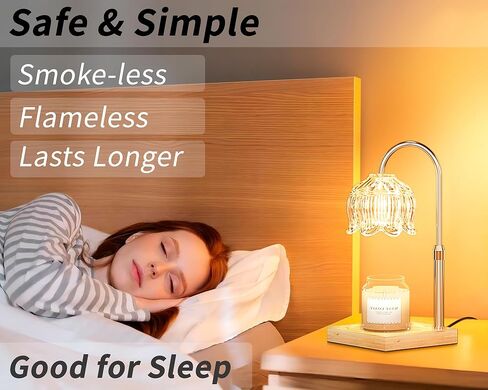 Candle Warmer Lamp, Electric Candle Lamp Warmer with Timer, Dimmable Wax Melt Warmer for Scented Wax with 2 Bulbs, Height Adjustable Electric Melter for Jar Candles, Home Decor and Gift for Mom in Kuwait