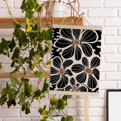 HRQKO Boho Black Flowers Hanger Frame Set of 2, Botanical Wall Art, Boho Floral Poster Wall Art with Wooden Frames, Boho Black Abstract Wall Hanging Decor for Living Room Bedroom, 12x16 Inch in Saudi Arabia