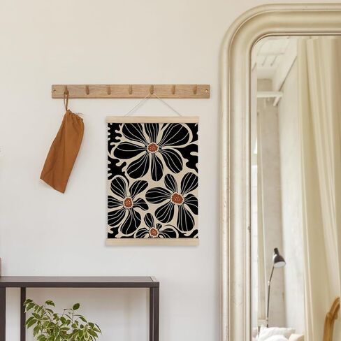 HRQKO Boho Black Flowers Hanger Frame Set of 2, Botanical Wall Art, Boho Floral Poster Wall Art with Wooden Frames, Boho Black Abstract Wall Hanging Decor for Living Room Bedroom, 12x16 Inch in Saudi Arabia