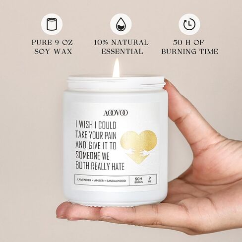 AOOVOO Lavender Aromatherapy Candle, Get Well Soon Gift for Women, Soy Wax Candle, 9 oz, 50 Hours Burn Time in Saudi Arabia