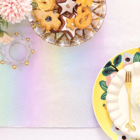 MLMC Lustrous Kids' Party Table Runner 13x90 Inches Iridescent Rainbow Laser Glitter Table Runner for Birthday Wedding Bar Decor Silver in Saudi Arabia