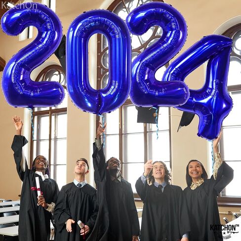 KatchOn, Huge Blue 2024 Balloon Numbers - 40 Inch, New Years Balloons | Foil Royal Blue 2024 Balloons for Happy New Years Decorations 2024 | New Years Eve Party Supplies 2024 | NYE Decorations 2024 in Saudi Arabia