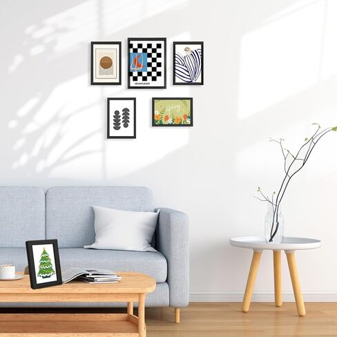 مجموعة من 50 إطار صورة مجمعة لديكور الحائط وإطارات الصور معرض إطار الحائط لعرض الحائط أو سطح الطاولة، مقاسات متعددة بما في ذلك 6x8، 5x7، 4x6، أسود in Kuwait