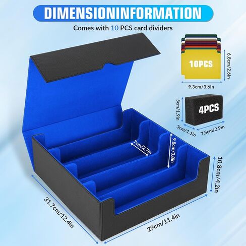 AOBOPLE 1800+ Trading Card Storage Box, Card Deck Case for Trading Cards with 10 Pcs Colorful Dividers & 3 Foam Card Supporters Commander Card Deck Case for Magic Game Cards YugiOh, TCG in Saudi Arabia