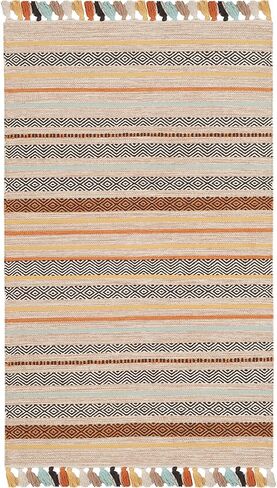سجادة عداء من مجموعة SAFAVIEH Montauk - 2'3" x 8'، تركواز وبني، قطن بوهو مخطط يدويًا، مثالية للمناطق ذات حركة المرور العالية في غرفة المعيشة وغرفة النوم (MTK901E) in Saudi Arabia