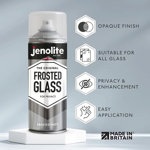 طلاء الهباء الجوي للزجاج المصنفر JENOLITE | شبه شفافة لمزيد من الخصوصية والديكور | 13.5 أونصة سائلة (400 مل) in Kuwait