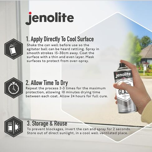 طلاء الهباء الجوي للزجاج المصنفر JENOLITE | شبه شفافة لمزيد من الخصوصية والديكور | 13.5 أونصة سائلة (400 مل) in Kuwait