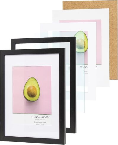 The Display Guys - 6-Pack Minimalist Wooden Picture Frames with Tempered Glass - 11x14 mat to 8x10 - Black - Wall Hanging in Saudi Arabia