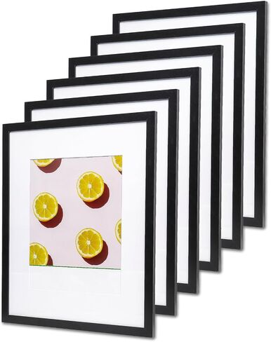 The Display Guys - 6-Pack Minimalist Wooden Picture Frames with Tempered Glass - 11x14 mat to 8x10 - Black - Wall Hanging in Saudi Arabia