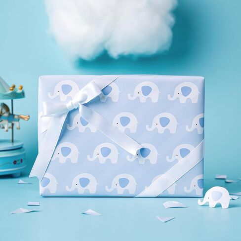 WRAPAHOLIC Reversible Baby Shower Wrapping Paper - Mini Roll - 17 Inch X 33 Feet - Cute Hedgehogs and Stripes Design for Birthday, Holiday, Party in Saudi Arabia
