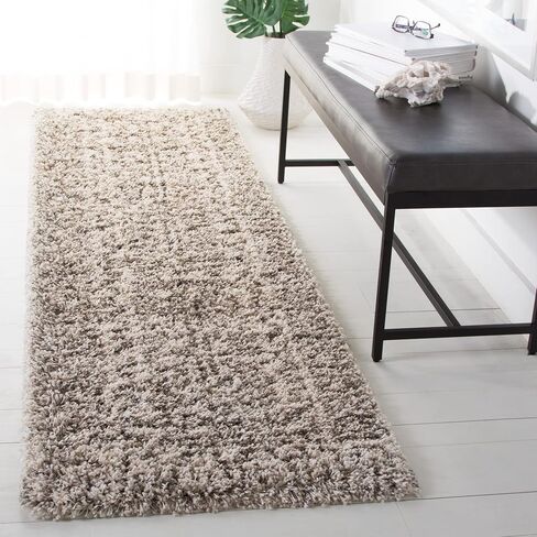 سجادة SAFAVIEH Hudson Shag Collection - 2'3" x 6'، عاجي ورمادي، تصميم مغربي، لا يتساقط ويسهل العناية بها، سمك 2 بوصة مثالي للمناطق ذات الحركة العالية في غرفة المعيشة وغرفة النوم (SGH376A) in Saudi Arabia