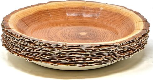 Gift Boutique 50 Rustic Wood Grain Dessert Paper Plate 7" Disposable Brown Wooden Slice Plate for Camping Hunting Lumberjack Birthday Party Supplies in Saudi Arabia