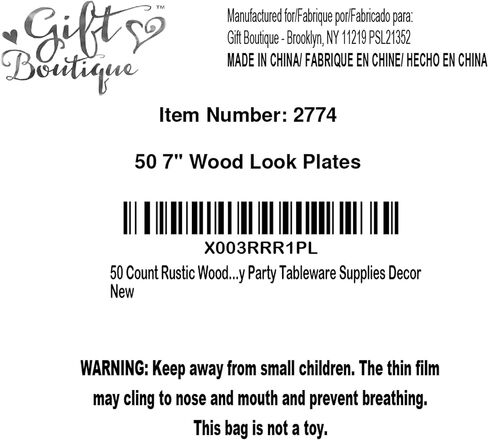 Gift Boutique 50 Rustic Wood Grain Dessert Paper Plate 7" Disposable Brown Wooden Slice Plate for Camping Hunting Lumberjack Birthday Party Supplies in Saudi Arabia