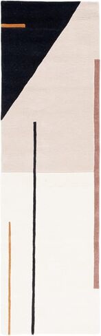 SAFAVIEH Fifth Avenue Collection Runner Rug - 2'3" x 8', Ivory & Black, Handmade Mid-Century Modern Abstract New Zealand Wool, Ideal for High Traffic Areas in Living Room, Bedroom (FTV110A) in Saudi Arabia