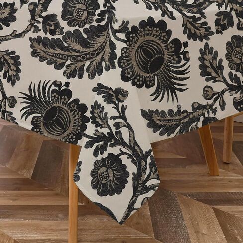 Majestic Giftware Tablecloth for Rectangle Table (TCH29-65144) | Stone Color 100% Cotton Twill Dining Table Cover | Decorative Washable Tablecloth for Birthday, Home, Kitchen, Dining (65X144) in Saudi Arabia