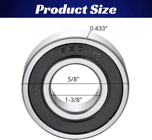 99502H-2RS محامل 5/8" x1-3/8" x0.433" محامل مطاطية مزدوجة مختومة من الكروم الصلب Z2 لجزازة العشب Go Kart وما إلى ذلك (10 عبوات) in Kuwait