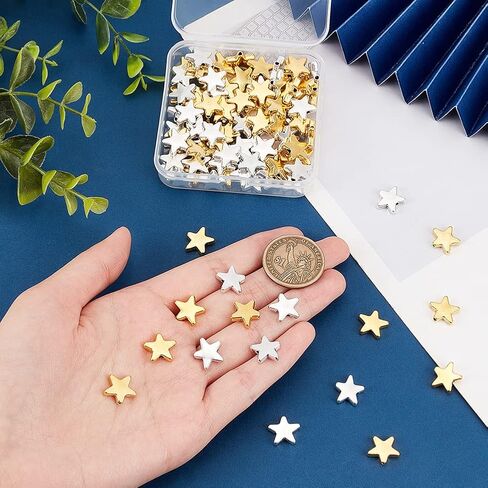 PH PandaHall 40pcs Heart Beads Spacer, Love Heart Spacers Gold Platinum Brass Metal Loose Beads for Valentine's Day Wedding Mothers’ Day Jewelry Bracelet Necklace Making in Kuwait