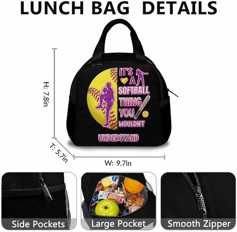 Kids Backpack with Lunch Box Set, 3 in 1 Softball School Backpacks Matching Combo for Boys Girls, Cool Black Bookbag and Pencil Pouch Bundle in Saudi Arabia