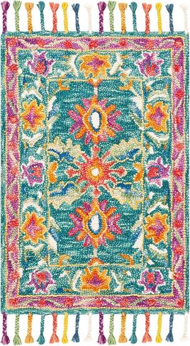 سجادة SAFAVIEH Aspen Collection - 2 × 3 بوصة، تركواز وأرجواني، صوف بوهو مضفر مصنوع يدويًا، مثالي لمناطق المرور العالية في المدخل، غرفة المعيشة، غرفة النوم (APN113K) in Saudi Arabia