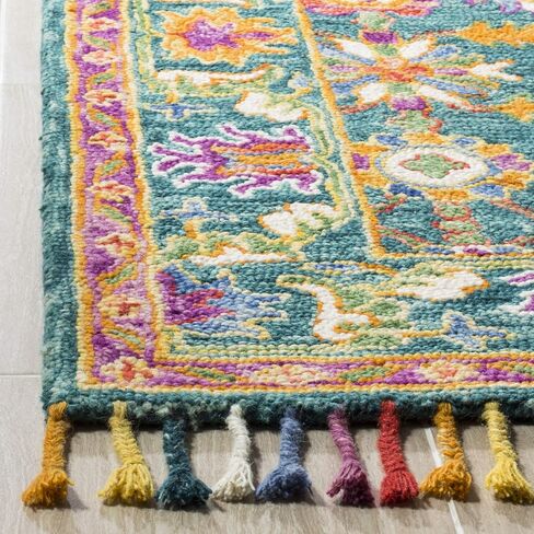 سجادة SAFAVIEH Aspen Collection - 2 × 3 بوصة، تركواز وأرجواني، صوف بوهو مضفر مصنوع يدويًا، مثالي لمناطق المرور العالية في المدخل، غرفة المعيشة، غرفة النوم (APN113K) in Saudi Arabia