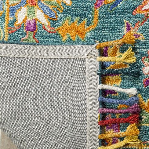 سجادة SAFAVIEH Aspen Collection - 2 × 3 بوصة، تركواز وأرجواني، صوف بوهو مضفر مصنوع يدويًا، مثالي لمناطق المرور العالية في المدخل، غرفة المعيشة، غرفة النوم (APN113K) in Saudi Arabia