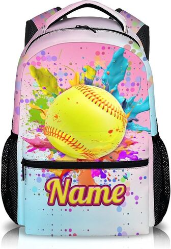 Kids Backpack with Lunch Box Set, 3 in 1 Softball School Backpacks Matching Combo for Boys Girls, Cool Black Bookbag and Pencil Pouch Bundle in Saudi Arabia