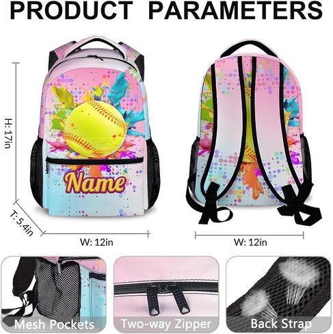 Kids Backpack with Lunch Box Set, 3 in 1 Softball School Backpacks Matching Combo for Boys Girls, Cool Black Bookbag and Pencil Pouch Bundle in Saudi Arabia