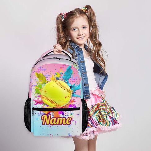 Kids Backpack with Lunch Box Set, 3 in 1 Softball School Backpacks Matching Combo for Boys Girls, Cool Black Bookbag and Pencil Pouch Bundle in Saudi Arabia