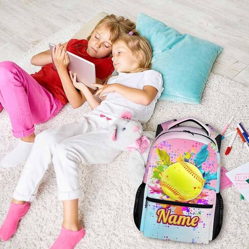 Kids Backpack with Lunch Box Set, 3 in 1 Softball School Backpacks Matching Combo for Boys Girls, Cool Black Bookbag and Pencil Pouch Bundle in Saudi Arabia
