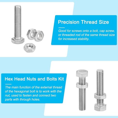 METALLIXITY M6 Metric Screw Assortment 80Pcs, 304 Stainless Steel Hex Head Nuts and Bolts Assortment Kit, Flat Hex Head Screws Bolts Nuts with Case in Saudi Arabia