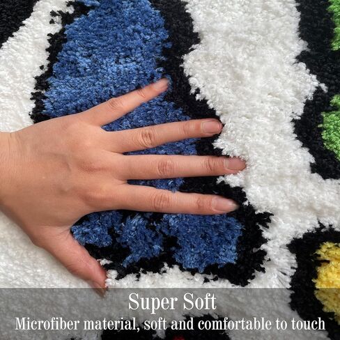 Cute Rug for Bathroom Floor Non Slip,2x3 Funky Aesthetic Fluffy Absorbent Washable Carpet,Soft Funny Tufted Modern Abstract Bath Mat for Shower Sink in Saudi Arabia