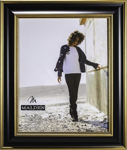 Malden International Designs Black and Gold Fashion Wood Picture Frame, 5x7, Black in Saudi Arabia