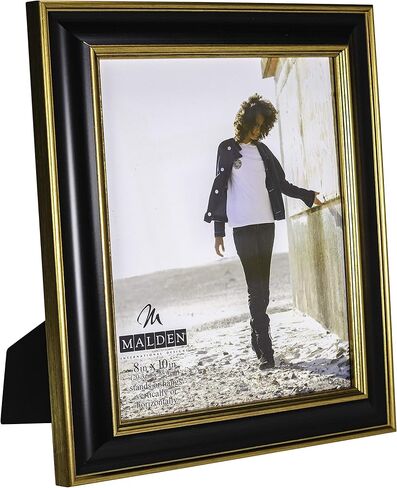 Malden International Designs Black and Gold Fashion Wood Picture Frame, 5x7, Black in Saudi Arabia
