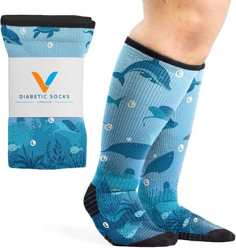 جوارب ضاغطة من Viasox للنساء والرجال، جوارب عالية للركبة 12-15 مم زئبق، تدعم الدورة الدموية للطيران، والسفر، يوميًا، وأعماق البحار in Kuwait