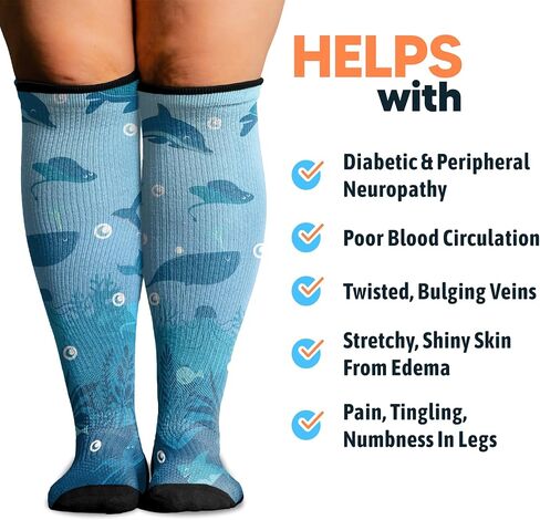 جوارب ضاغطة من Viasox للنساء والرجال، جوارب عالية للركبة 12-15 مم زئبق، تدعم الدورة الدموية للطيران، والسفر، يوميًا، وأعماق البحار in Kuwait