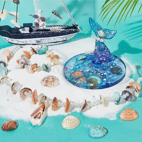 PH PandaHall 50~56pcs Dyed Natural Conch Shell Beads Drilled Tiny Scallop Sea Shells Ocean Beach Seashells Craft Charms for Candle Making Home Decoration Party Wedding Decor Mixed Colors in Saudi Arabia