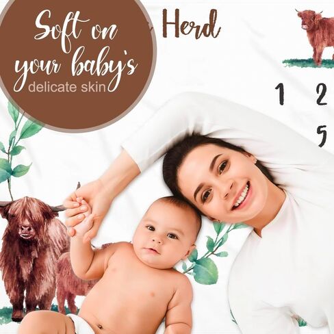 بطانية اطفال من جيكوهيريرو هايلاند بقرة شهرية بتصميم زهور اسكتلندا مع افكار هدايا هدايا للبنات حديثي الولادة وديكور الحضانة 40 انش × 50 انش in Saudi Arabia