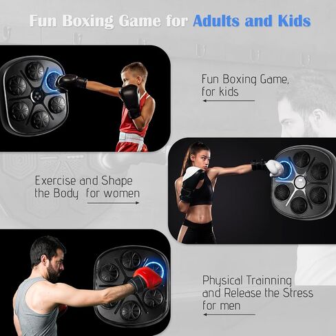 Music Boxing Machine, Smart Music Boxing Training Machine Wall Mounted, Bluetooth Boxing Workout Punching Equipment ，Gloves for Adults,Kids Included in Saudi Arabia
